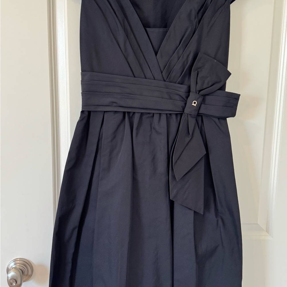 Salvatore Ferragamo Elegant Black Dress with Bow Detail